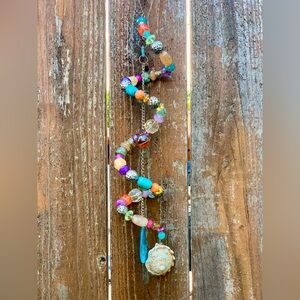 Sea Shell Beaded Memory Wire Sun Catcher Mobile Handmade From Recycled Materials
